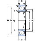 10 mm x 22 mm x 6 mm  SKF 71900 ACE/HCP4A DBB, DFF, DBT, DFT, DTT, rodamientos de precisión Quadruplex